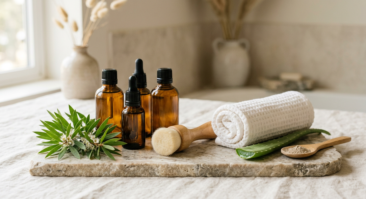 Facial skincare products with aloe vera and tea tree